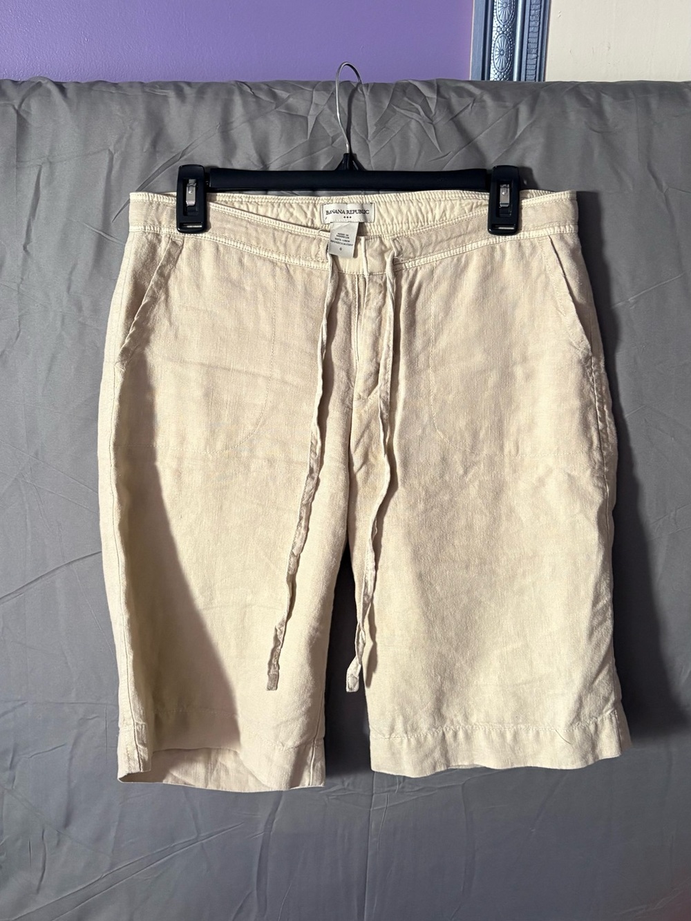 Banana Republic Cream Drawstring Linen-Blend Men's Shorts